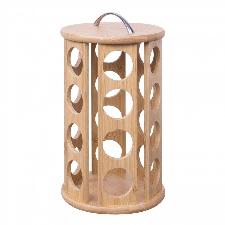 Woodluv Rotating Carousel Bamboo 24 Coffee Pod Organizer