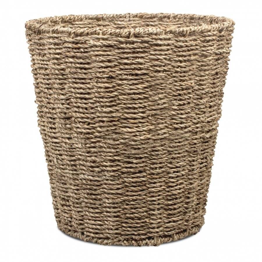 Woodluv Round Handwoven Natural Seagrass Waste Paper Bin