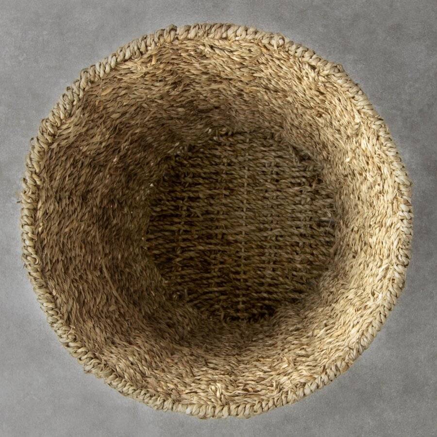 Woodluv Round Handwoven Natural Seagrass Waste Paper Bin