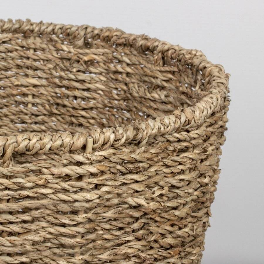 Woodluv Round Handwoven Natural Seagrass Waste Paper Bin