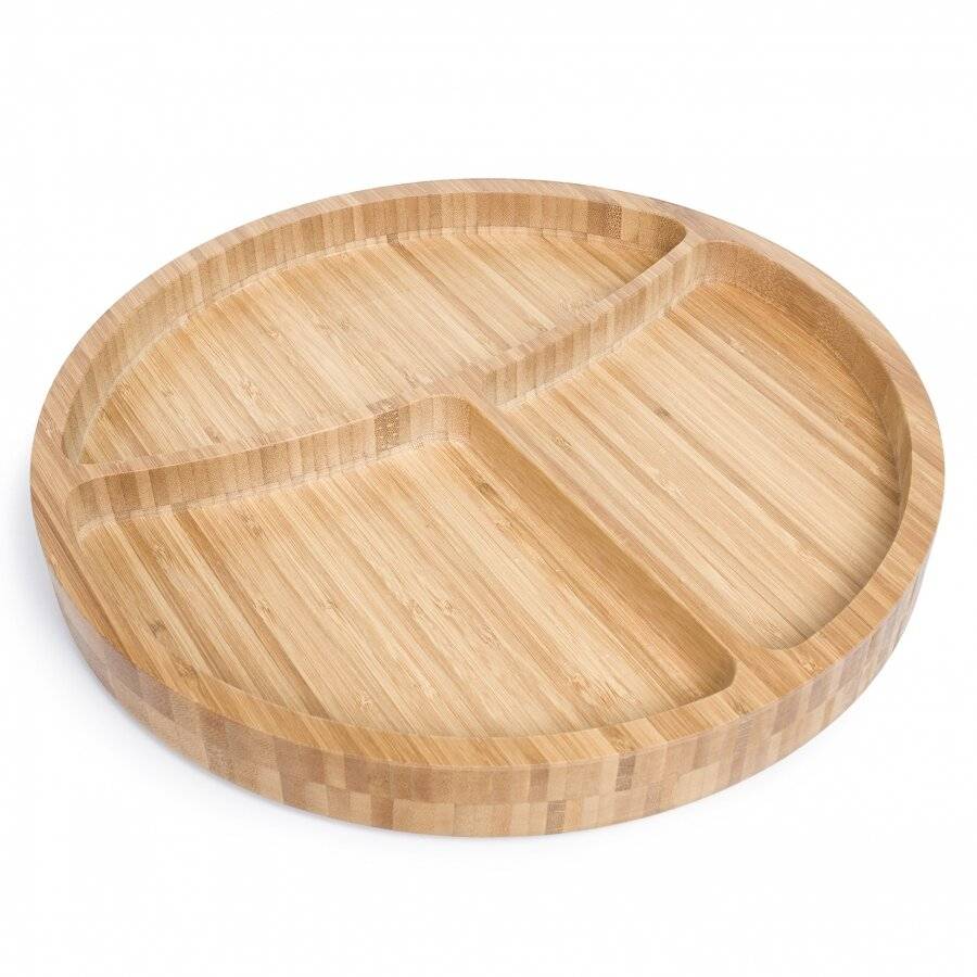 Woodluv Round Lazy Susan With 360° Rotating Plate Featuring 3 Sections