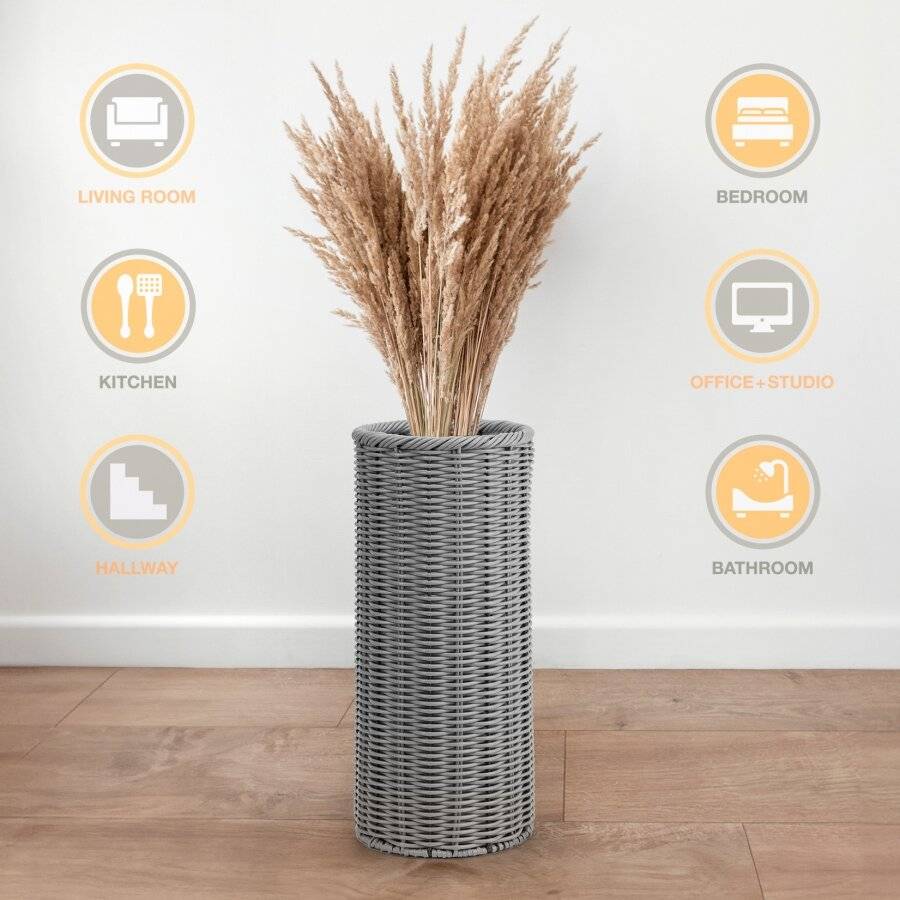Woodluv Round Polypropleyne Loo Roll Storage Basket With Lid - Grey