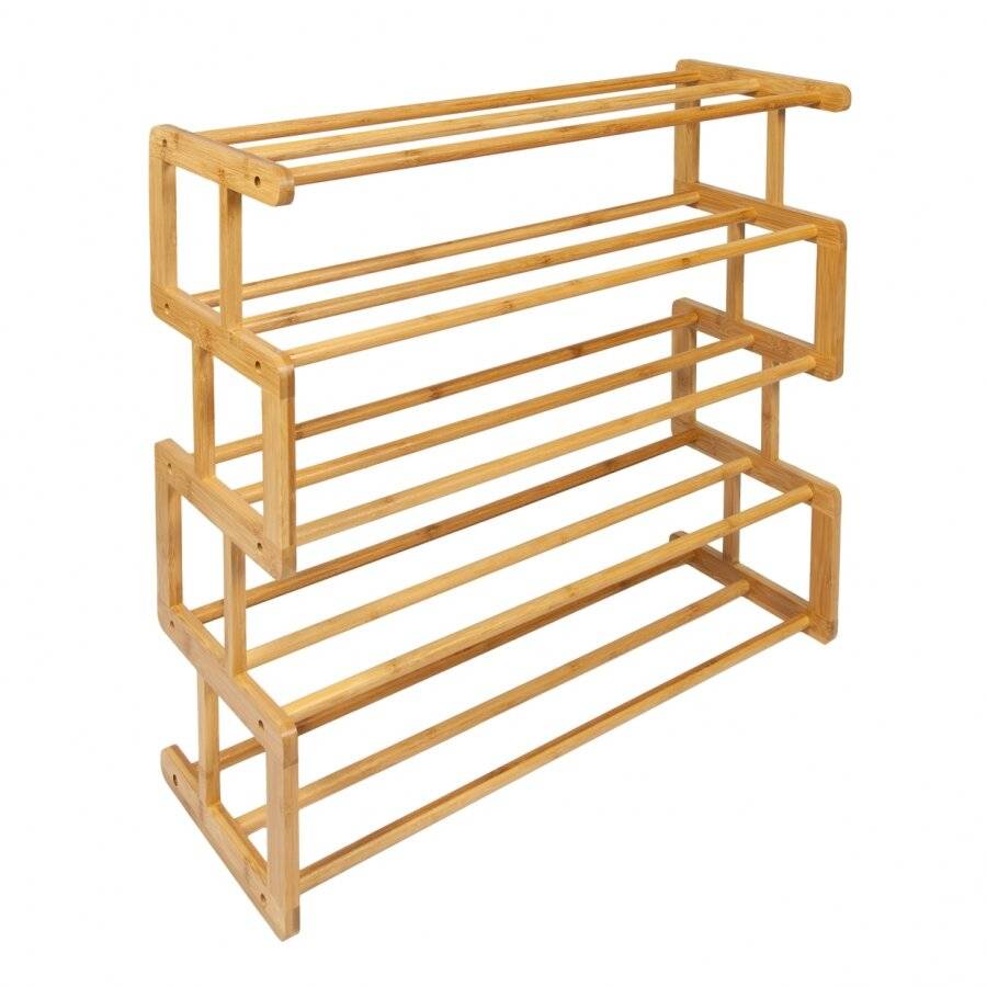 Woodluv S Style 5 Tier Natural Bamboo Shoe Rack