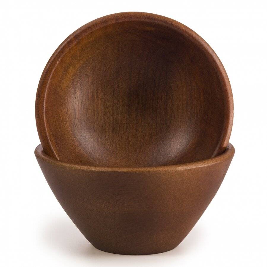 Woodluv Set of 2 15 cm Mango Wood Decorative Cereal Serving Bowl