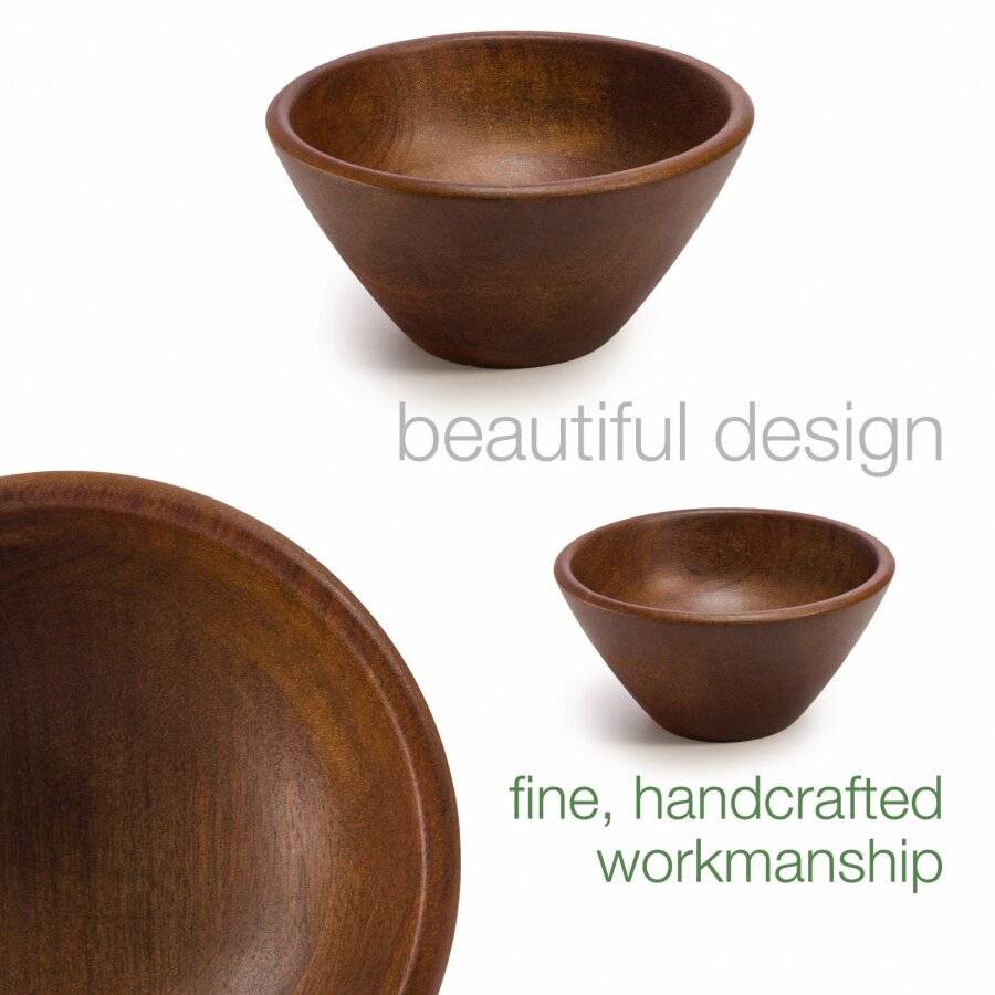 Woodluv Set of 2 15 cm Mango Wood Decorative Cereal Serving Bowl