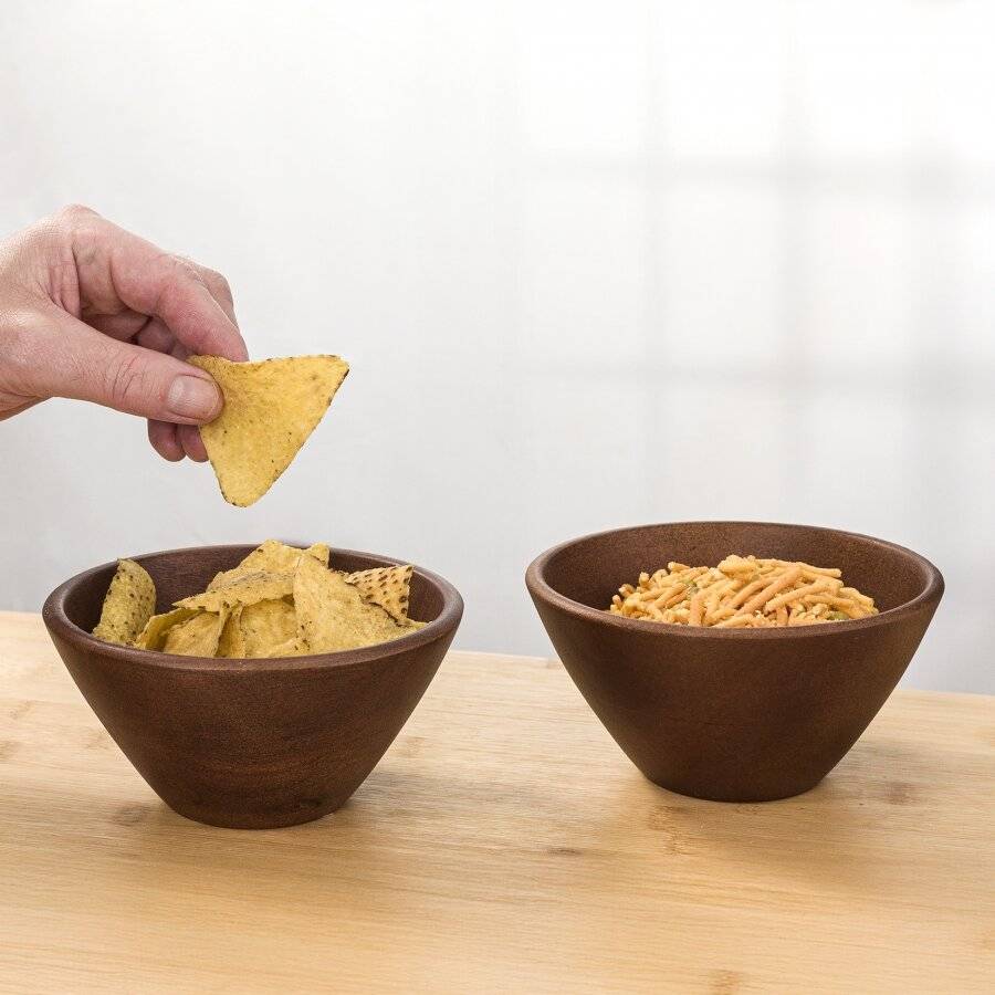 Woodluv Set of 2 15 cm Mango Wood Decorative Cereal Serving Bowl