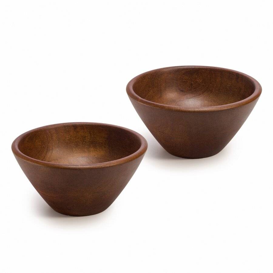 Woodluv Set of 2 15 cm Mango Wood Decorative Cereal Serving Bowl