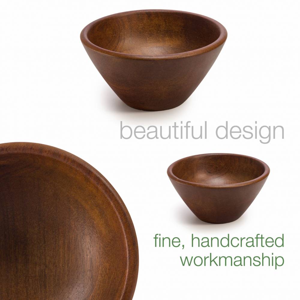 Woodluv Set of 2 15 cm Mango Wood Decorative Cereal Serving Bowl