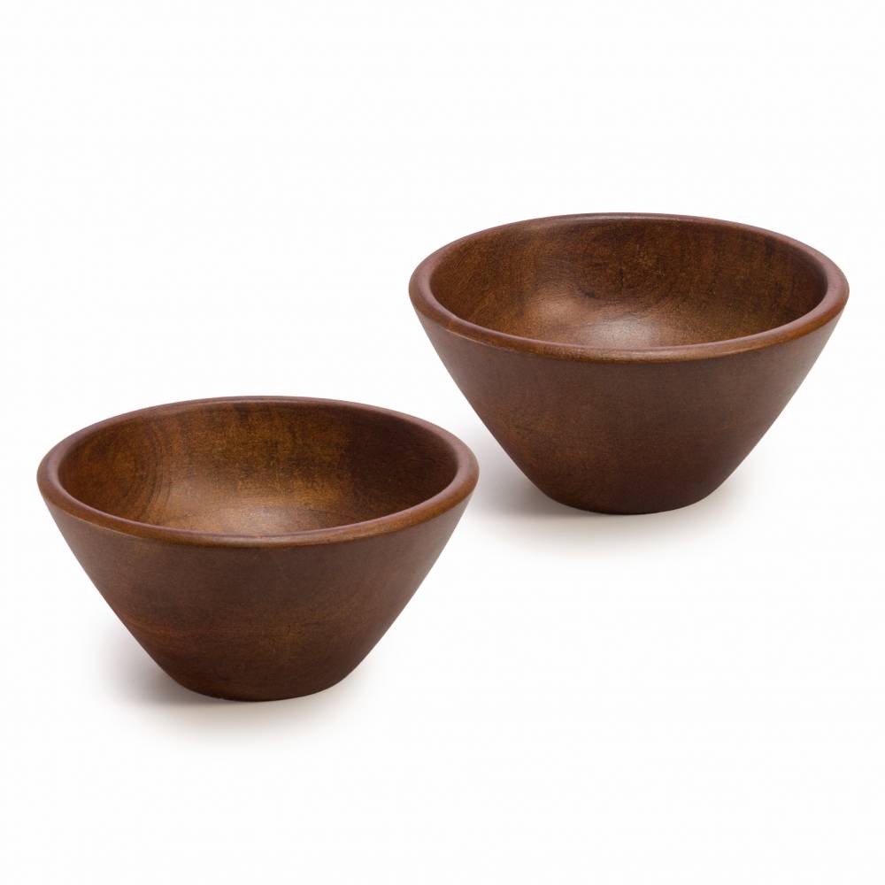 Woodluv Set of 2 15 cm Mango Wood Decorative Cereal Serving Bowl