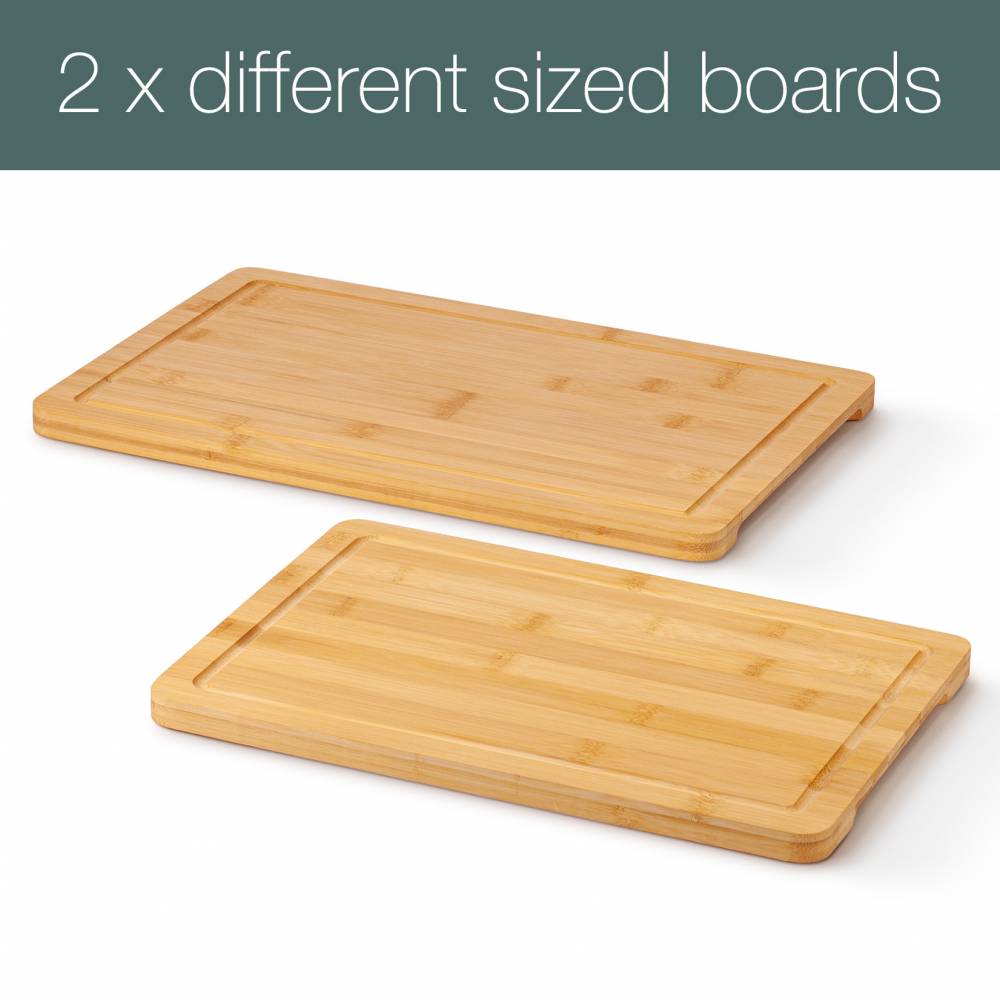 Woodluv Set of 2 Bamboo Chopping Board With Juice Grooves