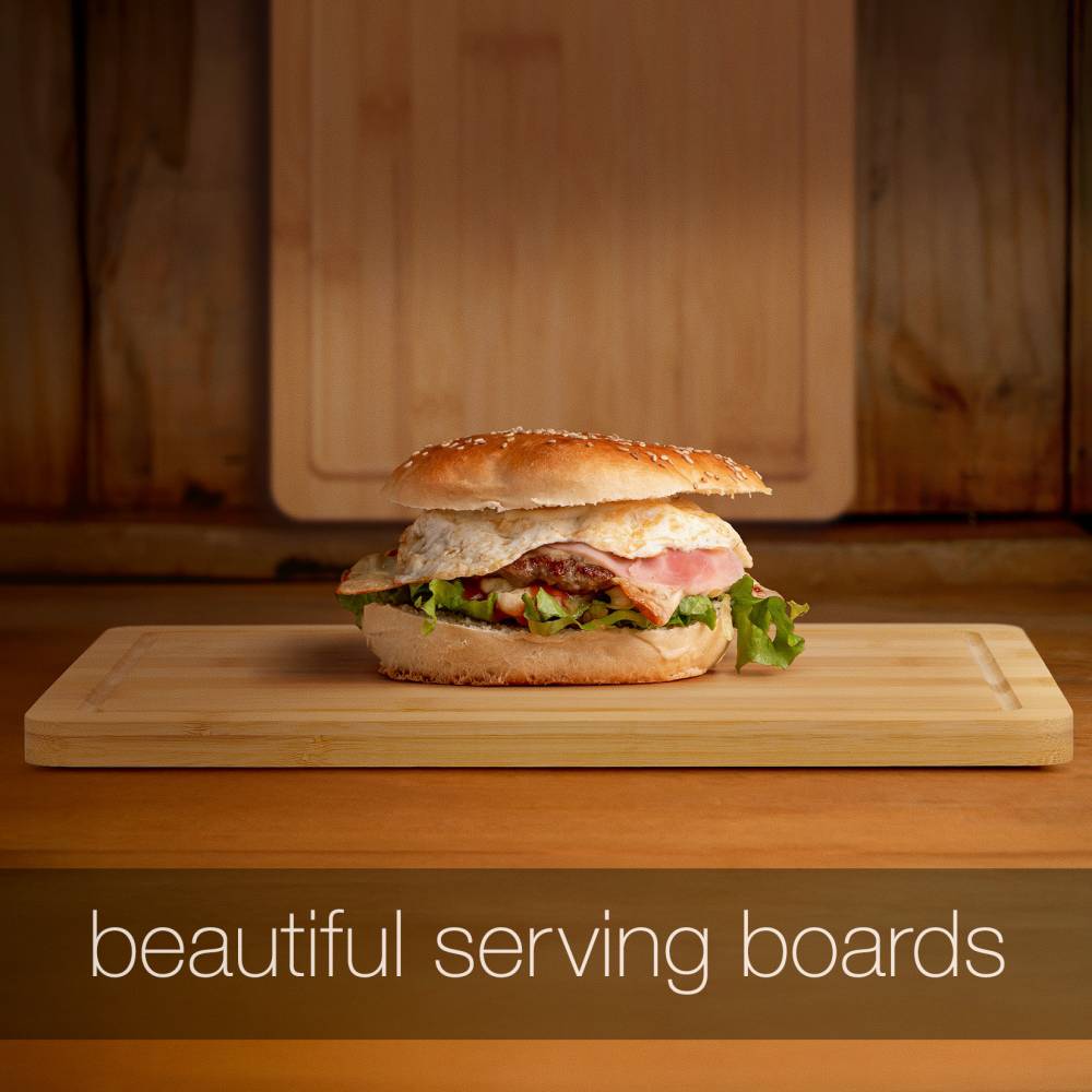 Woodluv Set of 2 Bamboo Chopping Board With Juice Grooves