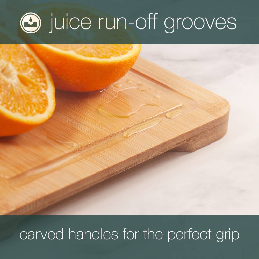 Woodluv Set of 2 Bamboo Chopping Board With Juice Grooves