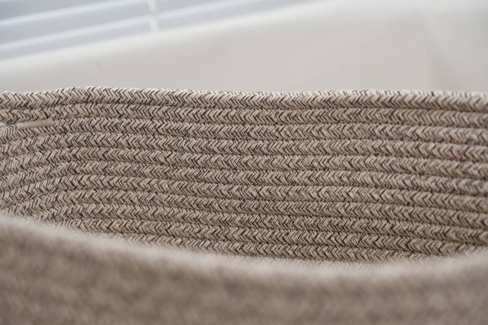 Woodluv Set of 2 Cotton rope Storage Collapsible Baskets, Beige