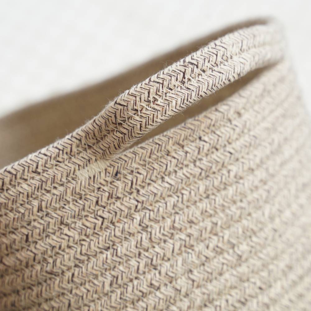 Woodluv Set of 2 Cotton rope Storage Collapsible Baskets, Beige