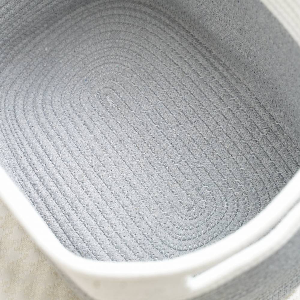 Woodluv Set of 2 Cotton rope Storage Collapsible Baskets, Grey
