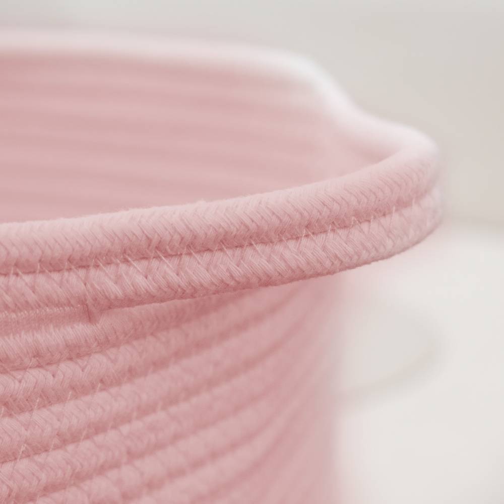 Woodluv Set of 2 Cotton rope Storage Collapsible Baskets, Pink