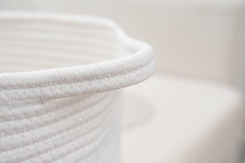 Woodluv Set of 2 Cotton rope Storage Collapsible Baskets, White