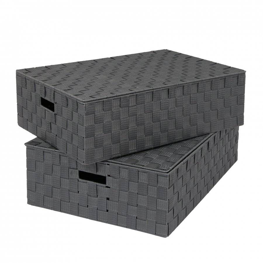 Woodluv Set of 2 Elegant Underbed Storage Basket With Lid - Grey