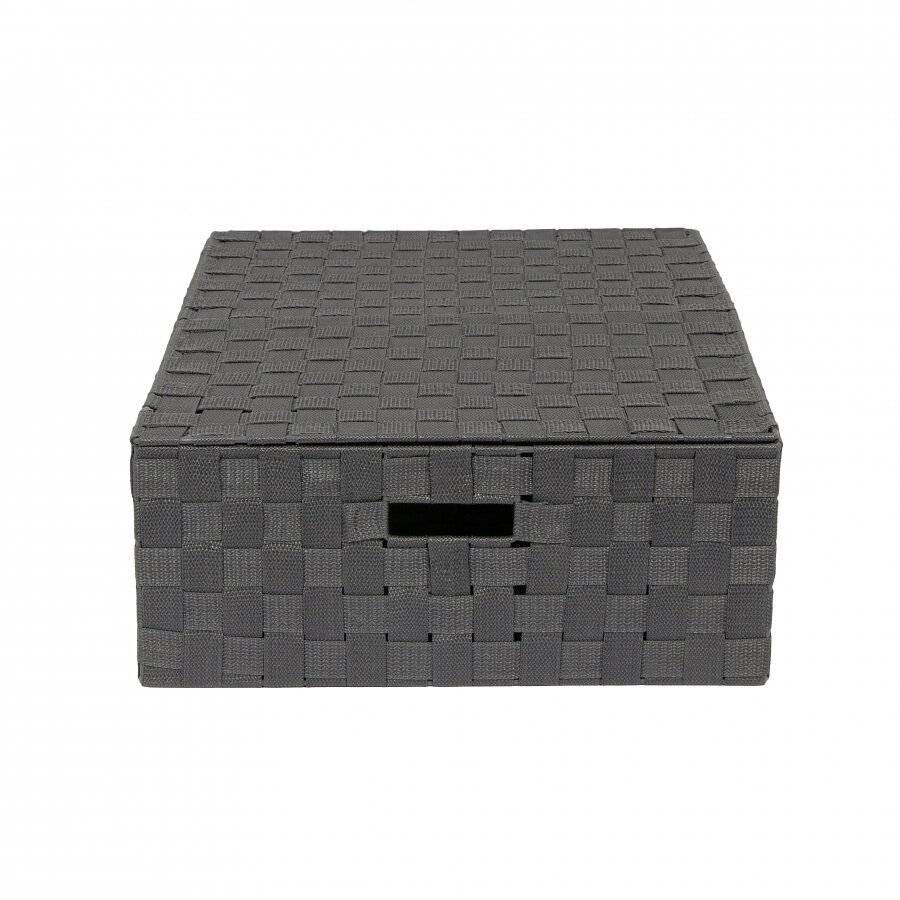 Woodluv Set of 2 Elegant Underbed Storage Basket With Lid - Grey