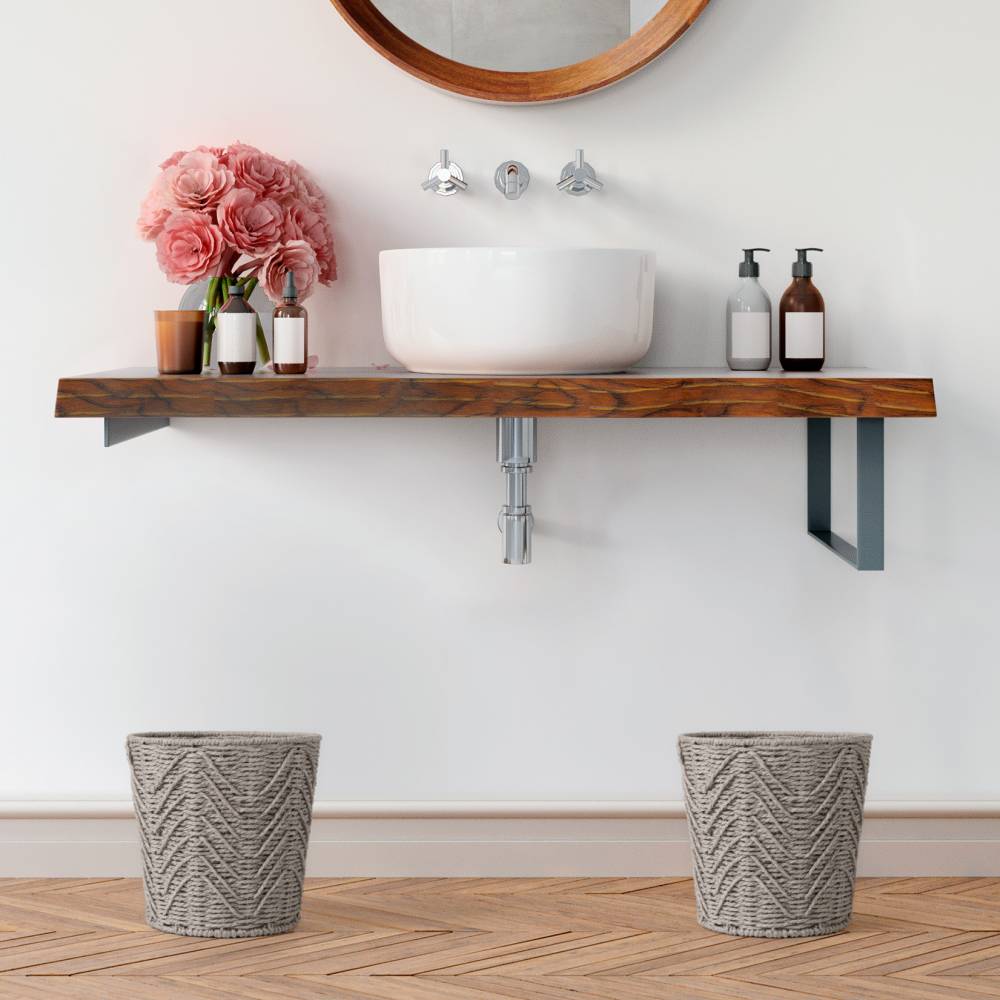 Woodluv Set of 2 Hand-woven Paper Rope Storage Wastepaper Bin - Grey