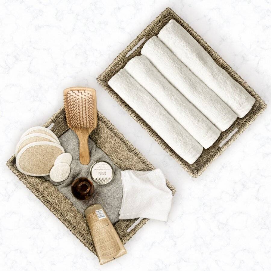 Woodluv 2 X Handmade Seagrass Shelf Storage Shelf  Hamper Basket
