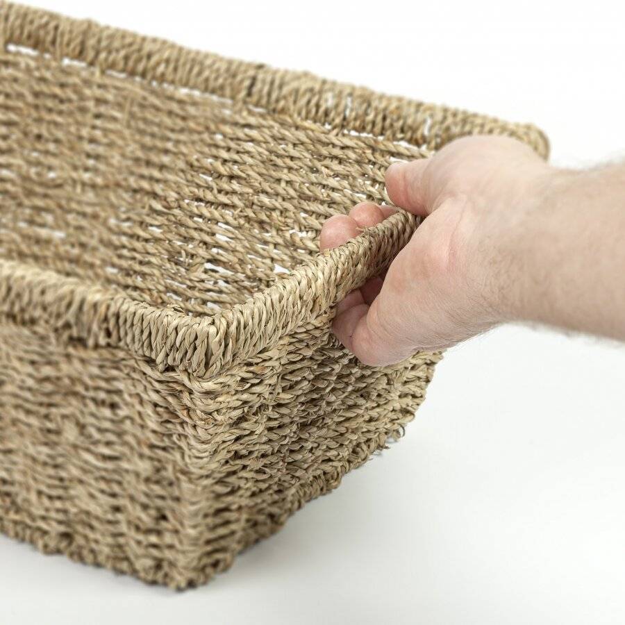 Woodluv 2 X Handmade Seagrass Shelf Storage Shelf  Hamper Basket