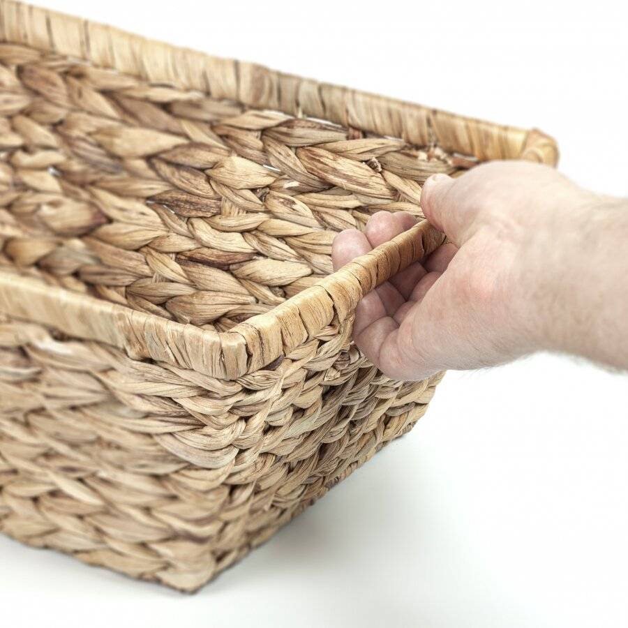 Woodluv 2 x Handmade Water Hyacinth Shelf Storage Hamper Basket