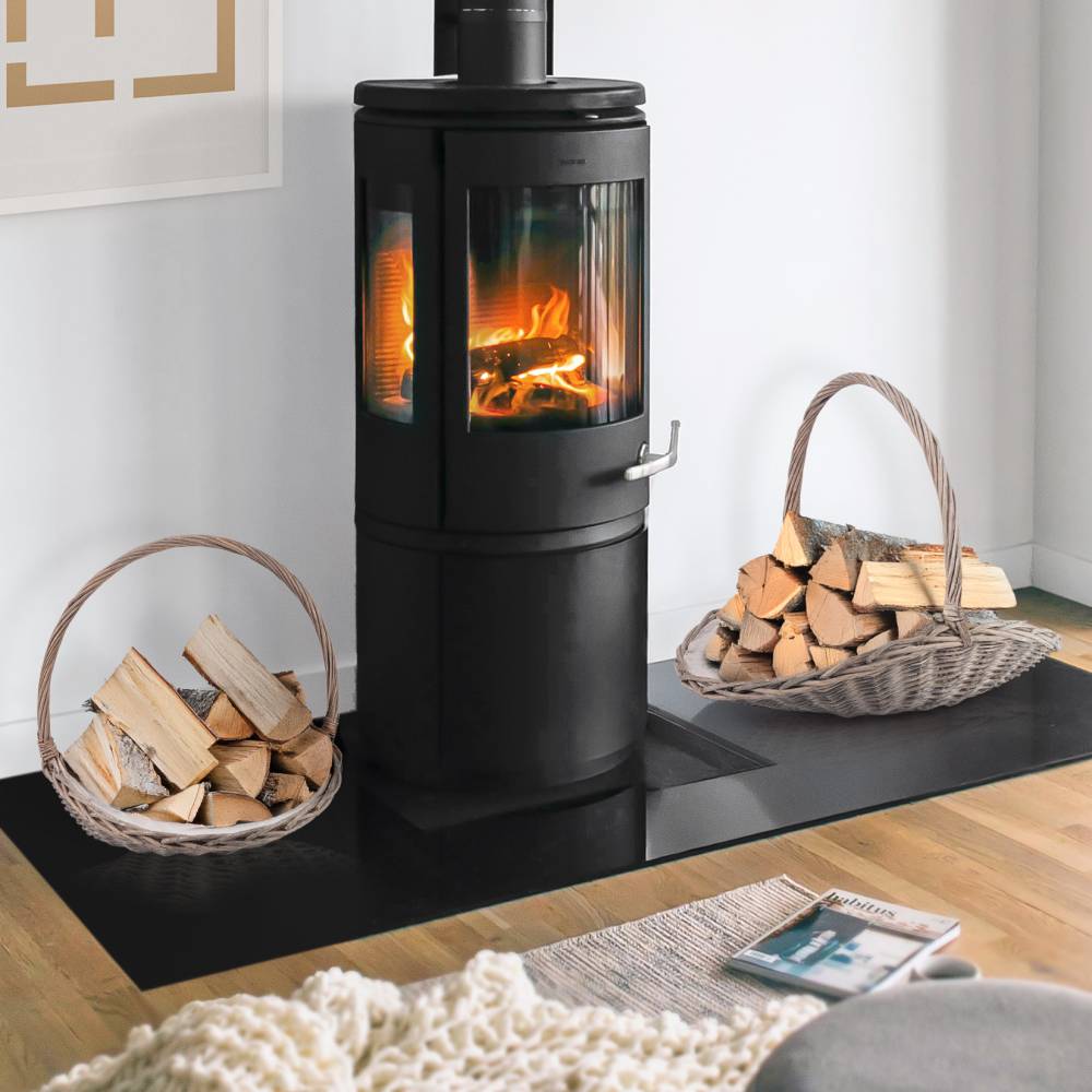 Woodluv Set of 2 Oval Willow Log Basket with Handles, Rustic Grey