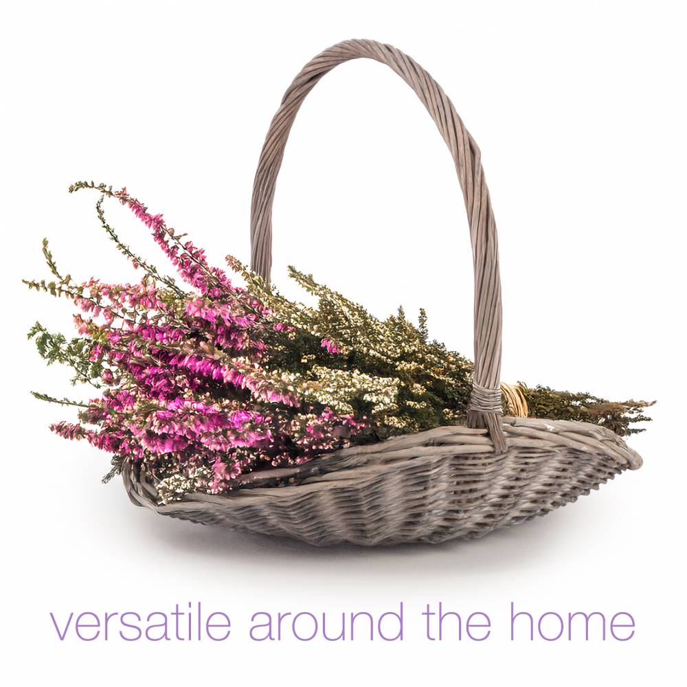 Woodluv Set of 2 Oval Willow Log Basket with Handles, Rustic Grey