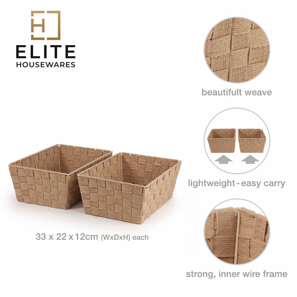 Woodluv Set of 2 Storage Baskets, Gift Hamper Baskets - Beige