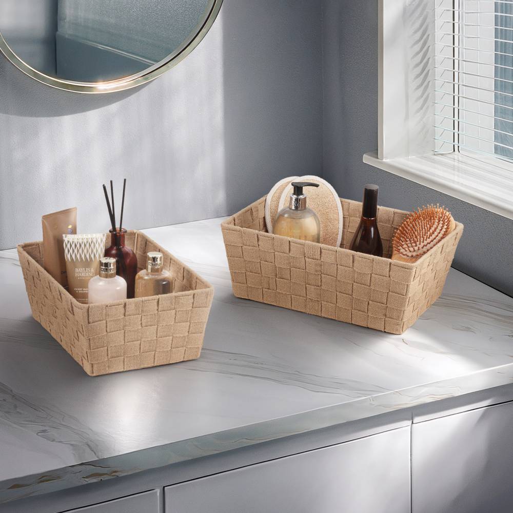 Woodluv Set of 2 Storage Baskets, Gift Hamper Baskets - Beige
