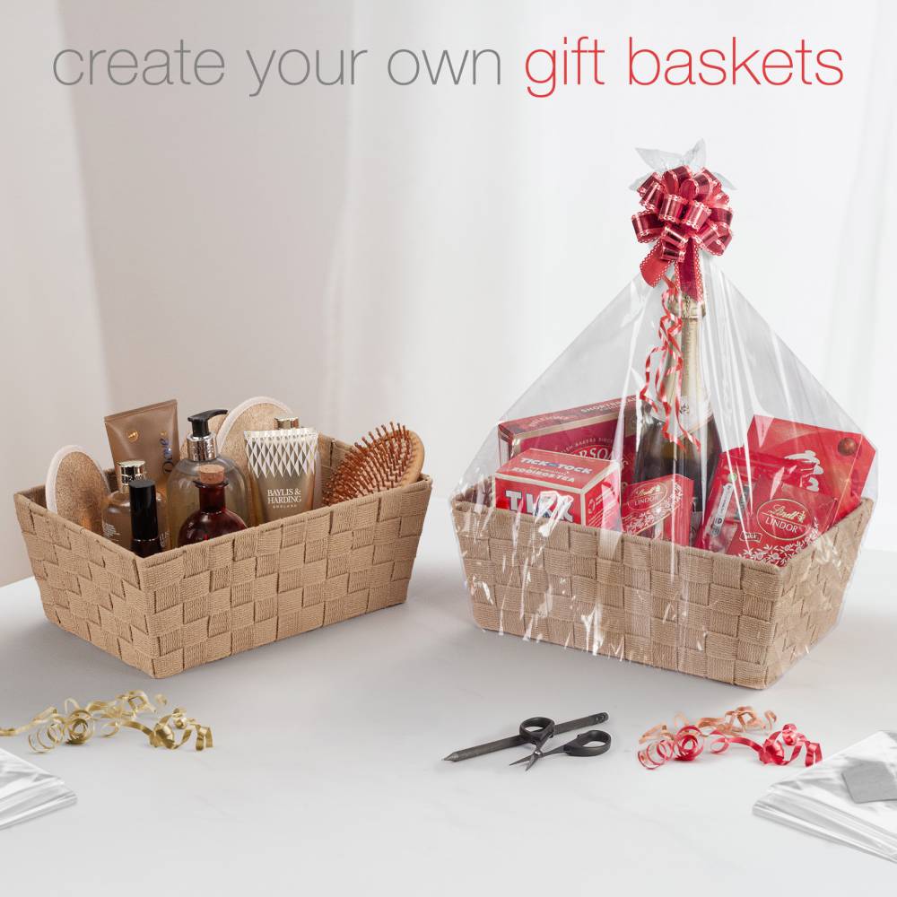 Woodluv Set of 2 Storage Baskets, Gift Hamper Baskets - Beige