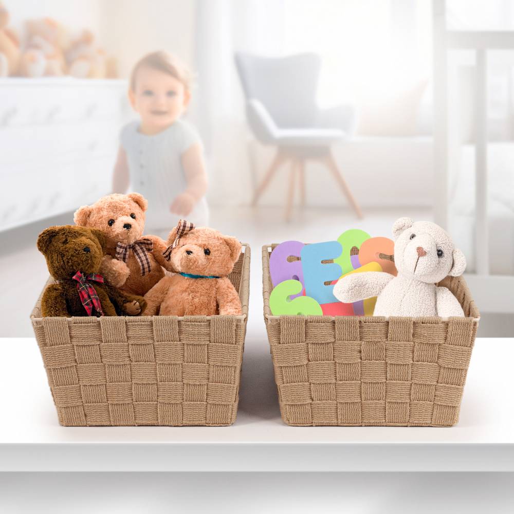 Woodluv Set of 2 Storage Baskets, Gift Hamper Baskets - Beige