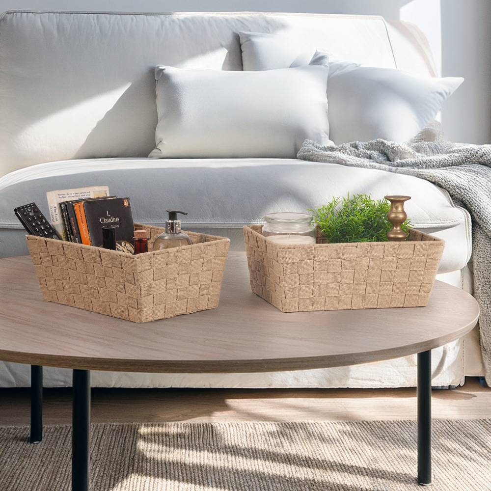 Woodluv Set of 2 Storage Baskets, Gift Hamper Baskets - Beige