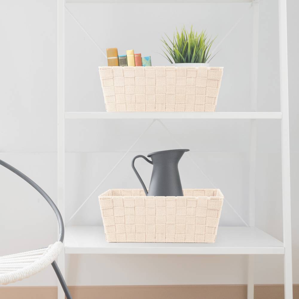 Woodluv Set of 2 Storage Baskets, Gift Hamper Baskets - Cream