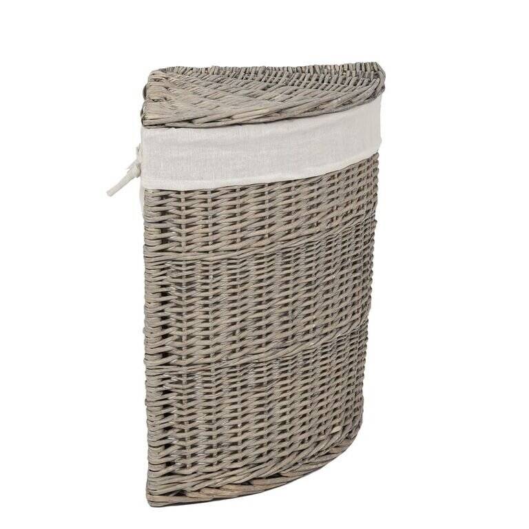 Woodluv Set of 2 Willow Antique Washed Corner Laundry Basket - Smoke