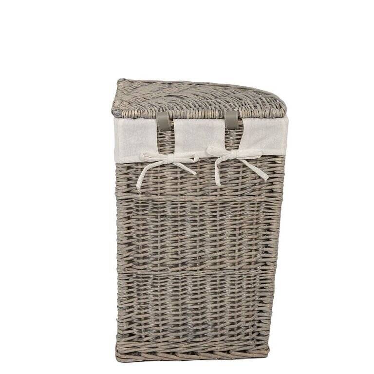 Woodluv Set of 2 Willow Antique Washed Corner Laundry Basket - Smoke