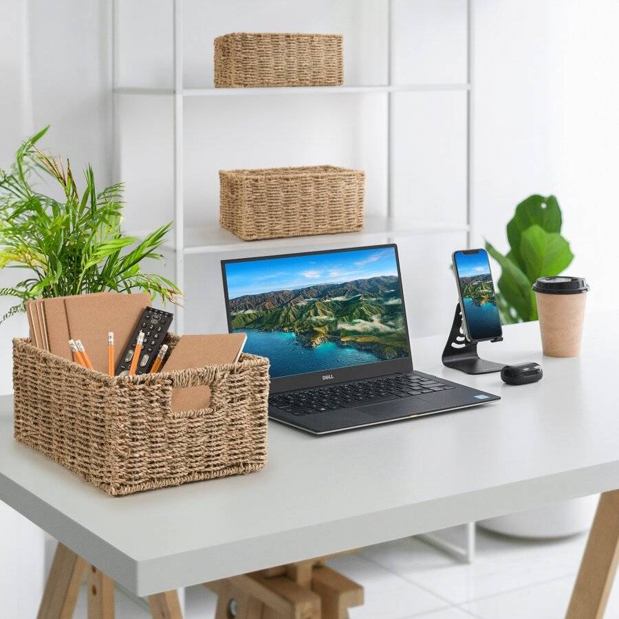 Woodluv Set of 3 Decorative Handwoven Seagrass Storage Basket