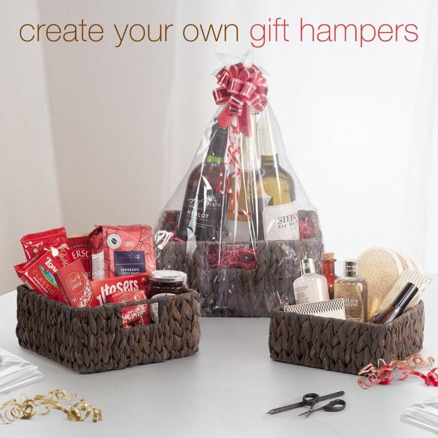Woodluv Set of 3 Handwoven Water Hyacinth Storage Baskets - Black