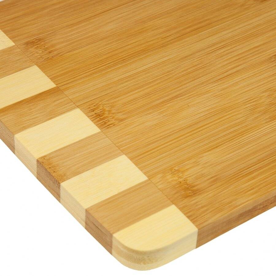 Woodluv 3 Inlaid Bamboo Wooden Chopping Boards With Storage Rack