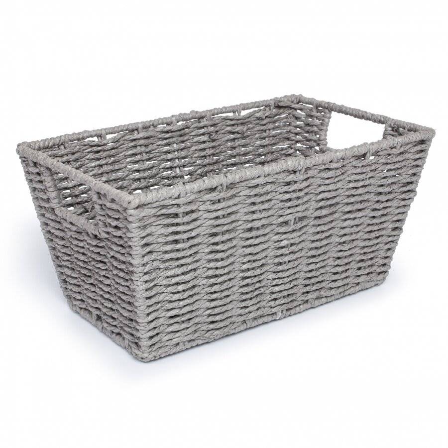 Woodluv Set of 3 Paper Rope Storage Shelf, Gift Hamper Basket - Grey 