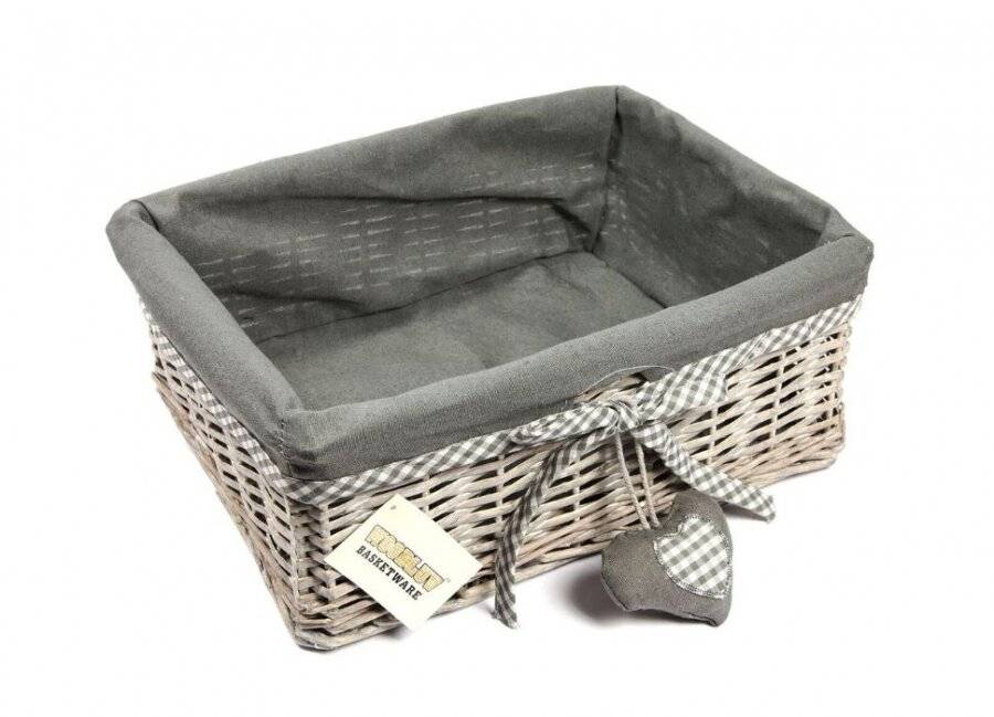 Woodluv Set of 3 Wicker Storage Shelf Basket With Removable Lining