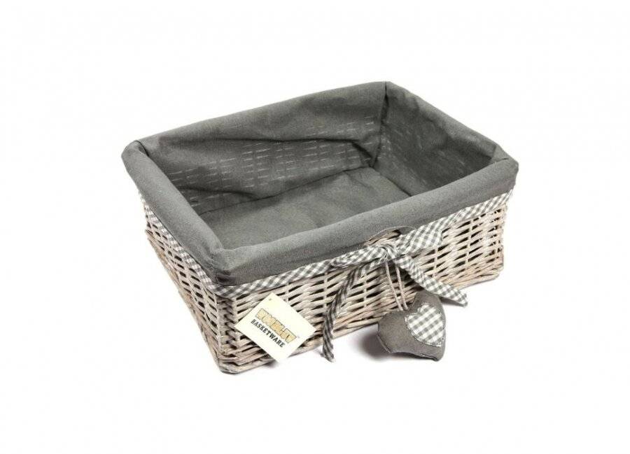 Woodluv Set of 3 Wicker Storage Shelf Basket With Removable Lining