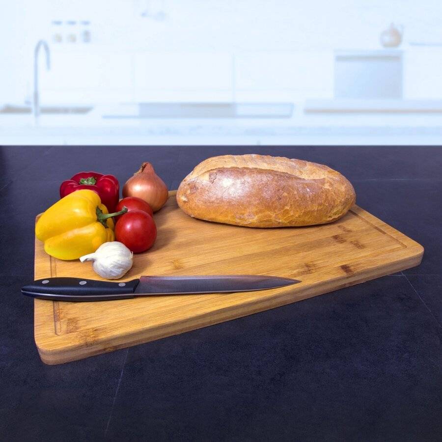 Woodluv 3 Anti Bacterial Chopping Boards With Juice Grooves & Stand