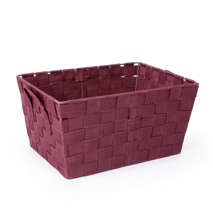 EHC Set of 3 Woven Strap Storage Basket With Carry Handles - Wine
