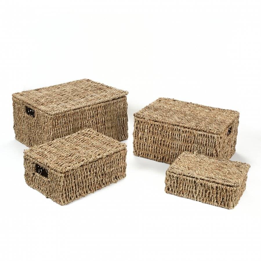 woodluv Seagrass Storage Basket with Large Lid 