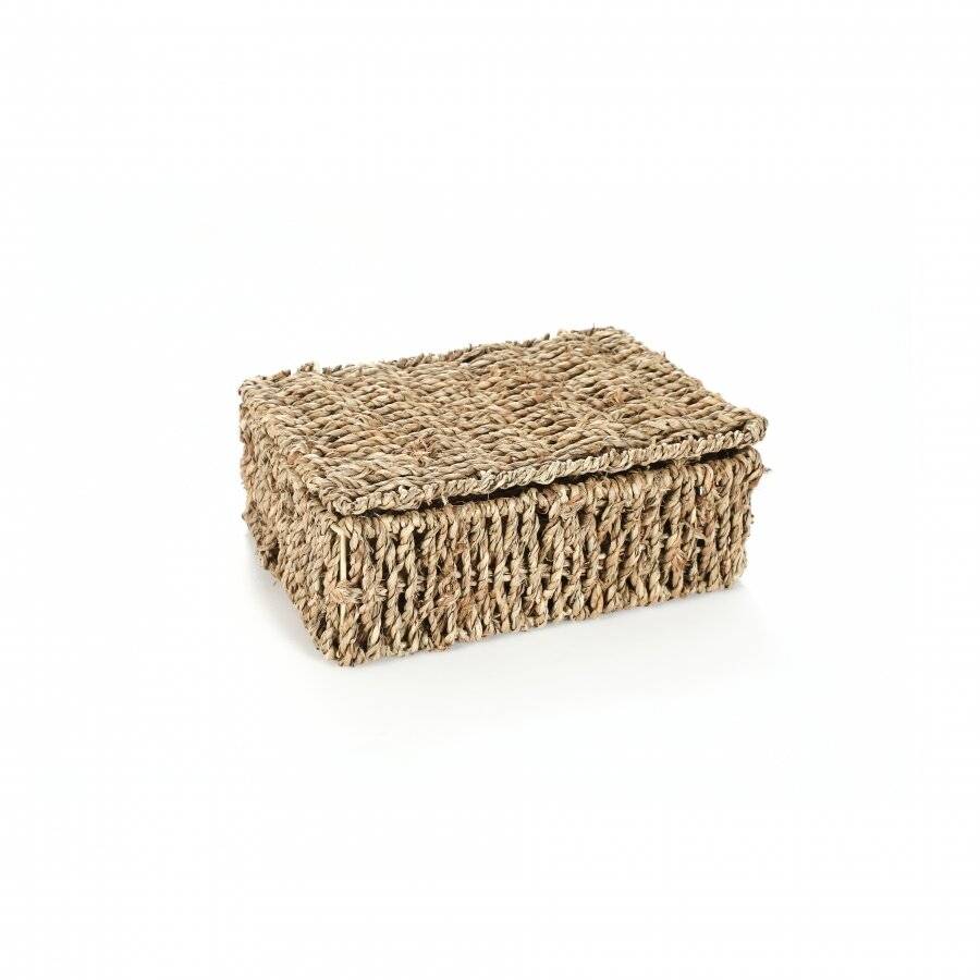 Woodluv Set of 4 Natural Seagrass Storage Basket With Lid
