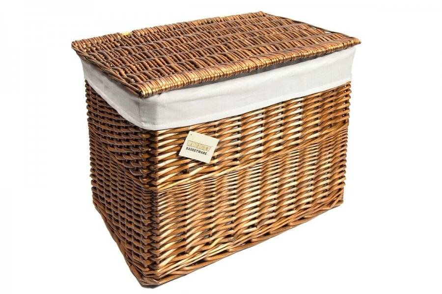 Woodluv Set of 5 Wicker Storage Trunk With Lid & Lined Basket - Brown