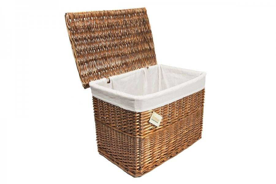Woodluv Set of 5 Wicker Storage Trunk With Lid & Lined Basket - Brown