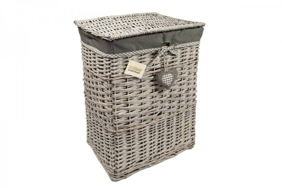 Woodluv Set of 5 Rectangular Wicker Laundry Basket With Lining - Grey